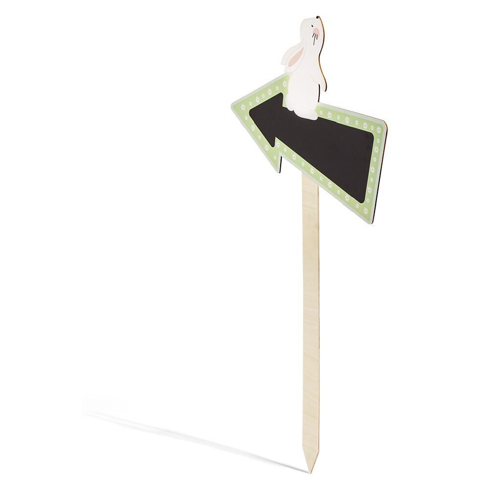 Pancarte bois et ardoise flèche droite avec lapin de Pâques H60cm