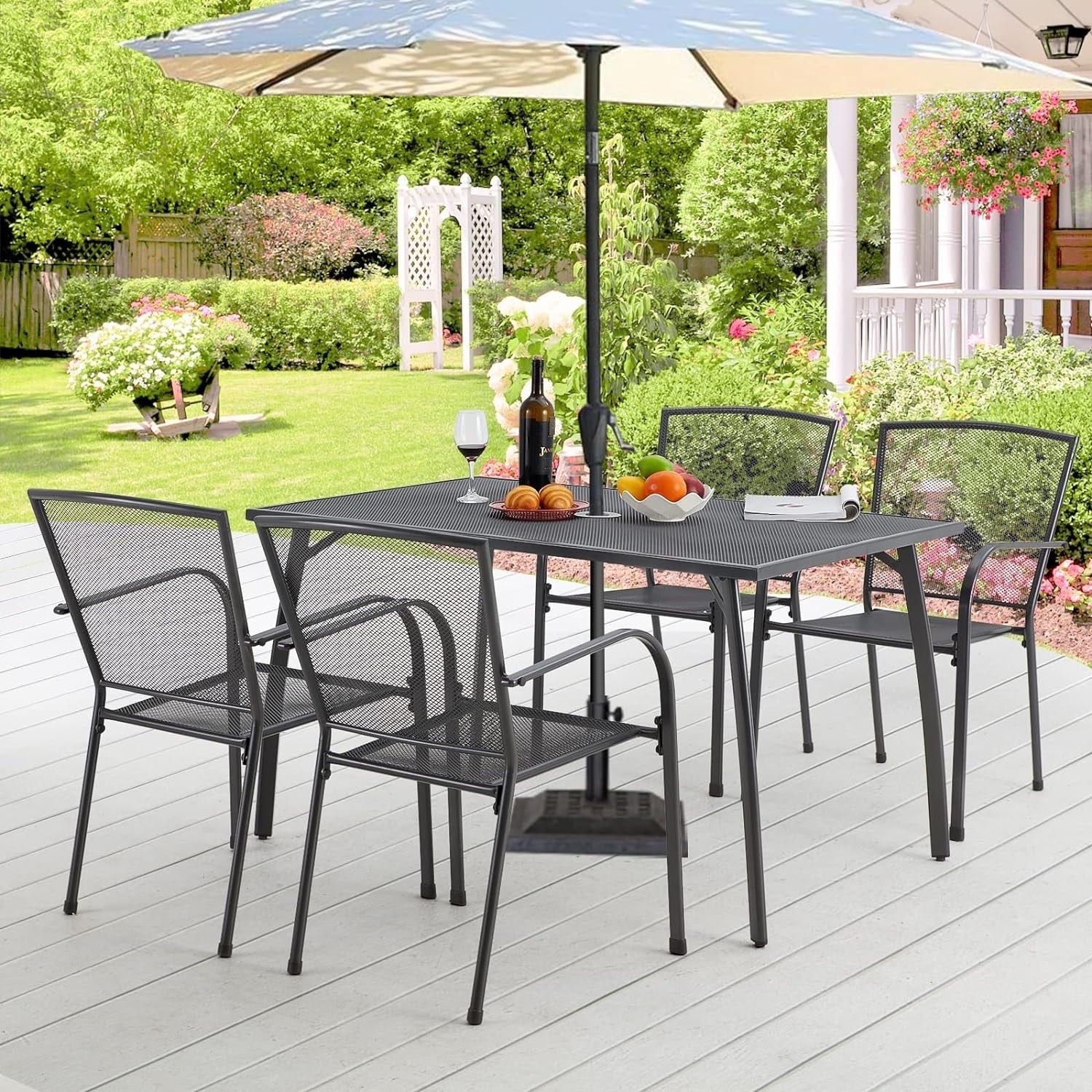 AECOJOY Metal Patio Dining Table ,Weather-Resistant Table