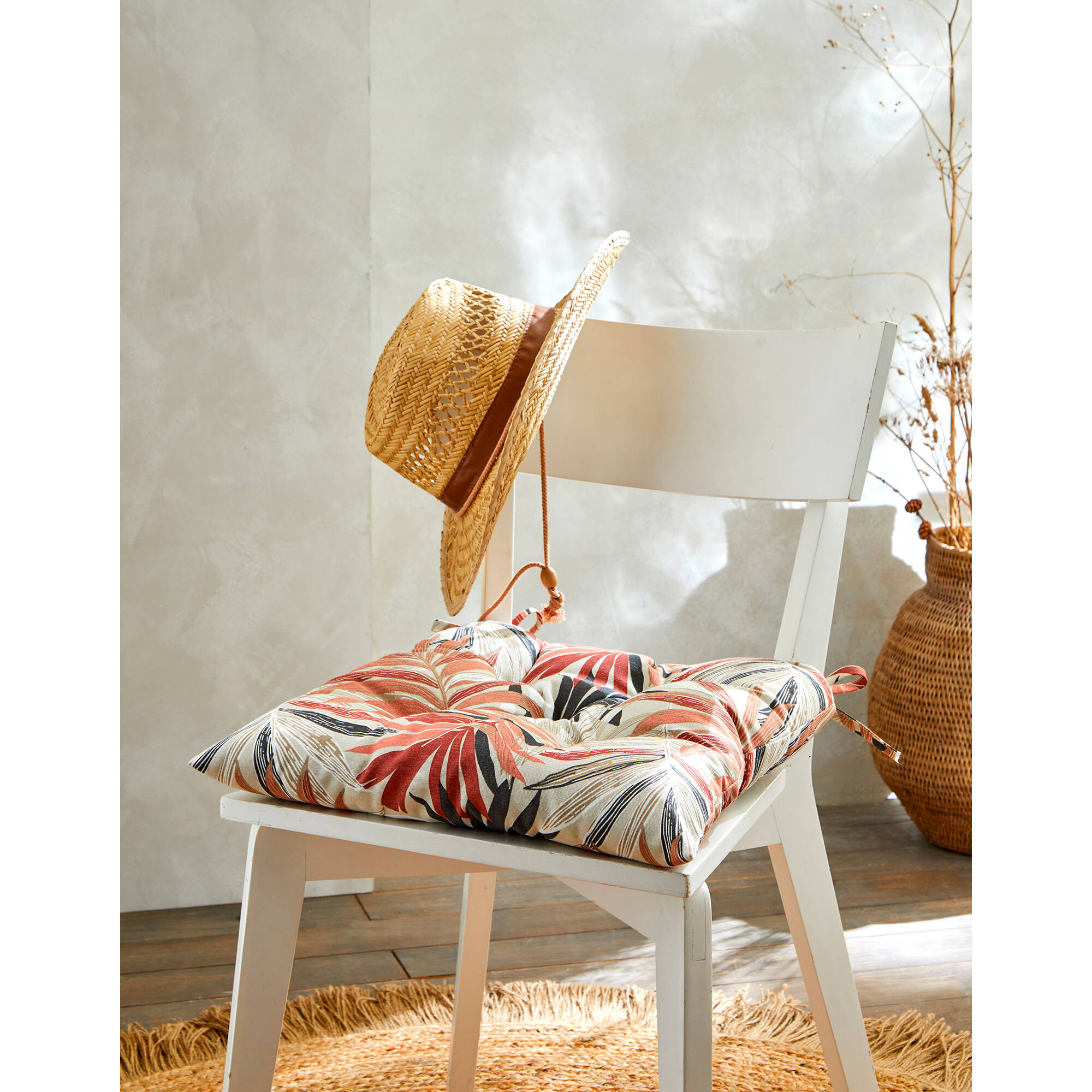 Galette de chaise imprimé feuillage - lot de 2