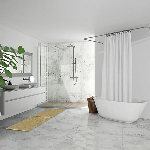 Lot 2 tapis de salle de bain 40 x 60 cm en coton jaune clair - PEPPO