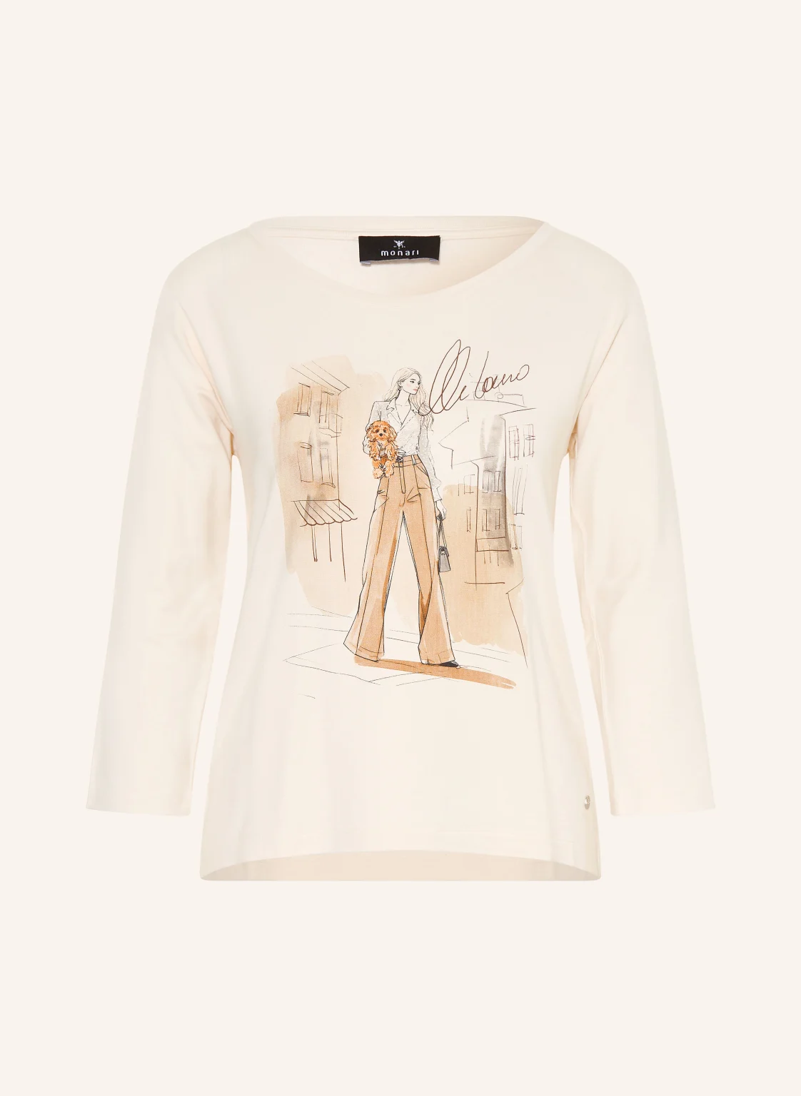 monari Shirt mit 3/4-Arm und Schmucksteinen