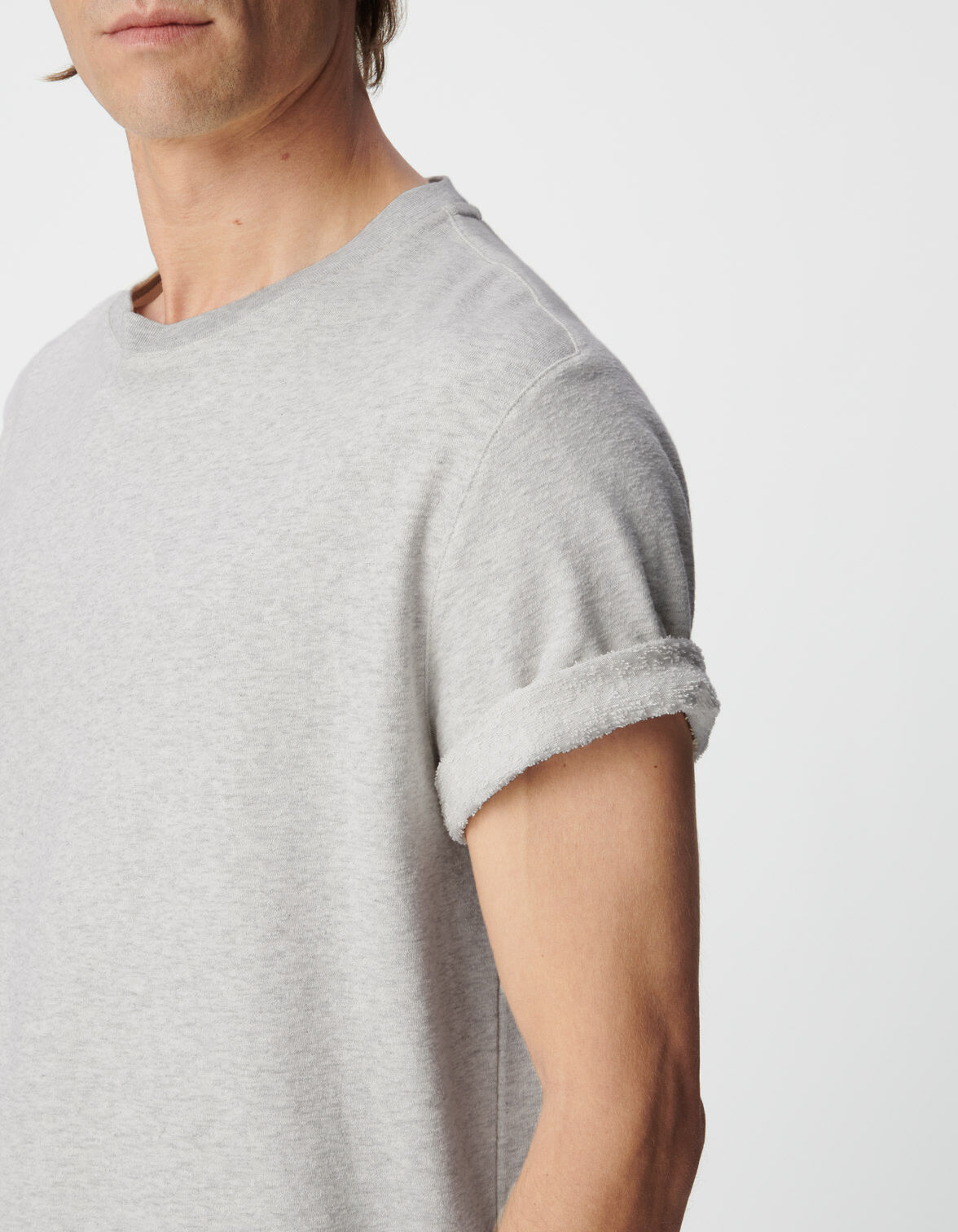 T-shirt manches courtes gris maille fantaisie Homme