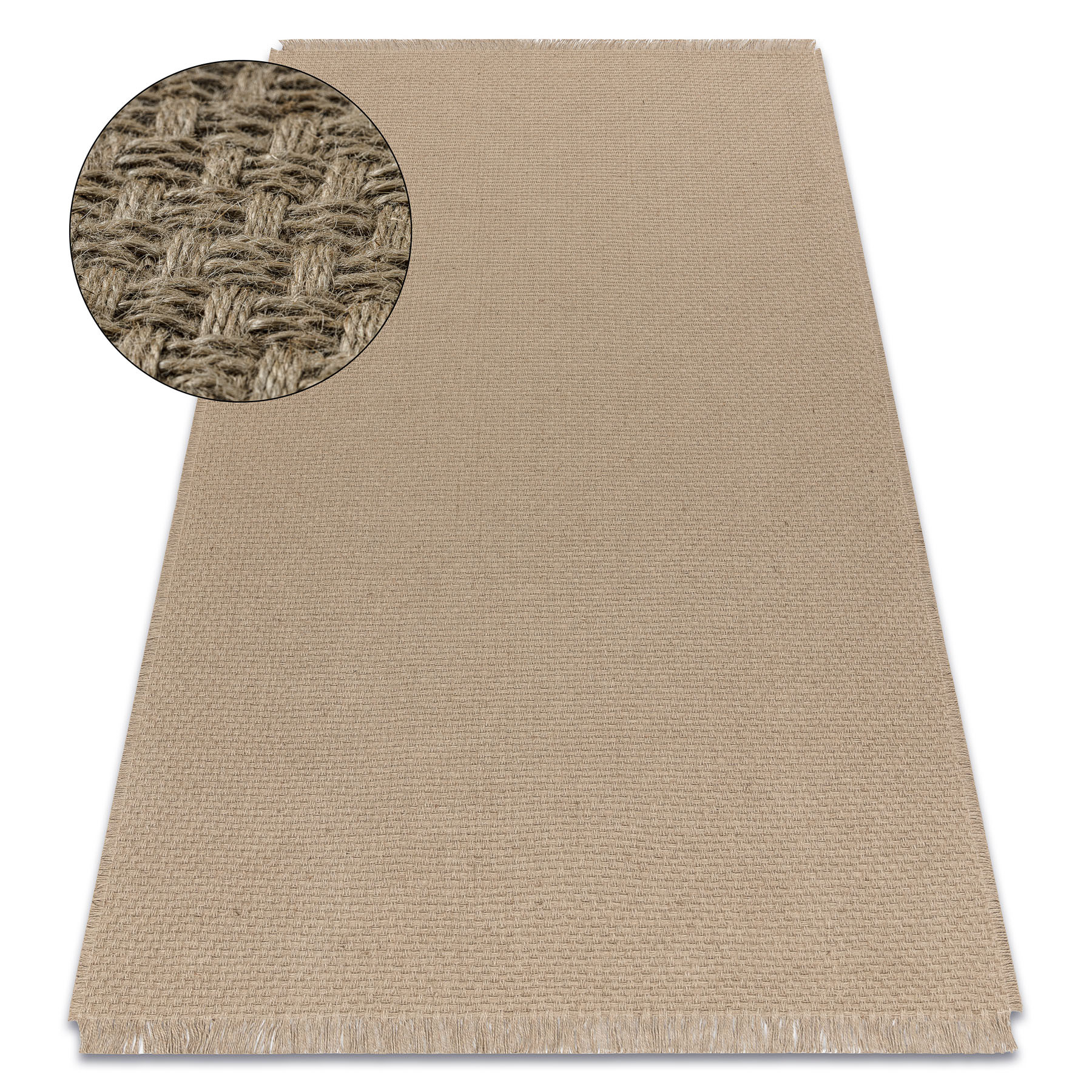 Dywan JUTE 3731 ciemny beż jednolity - jutowy, płaskotkany, 60x100 cm