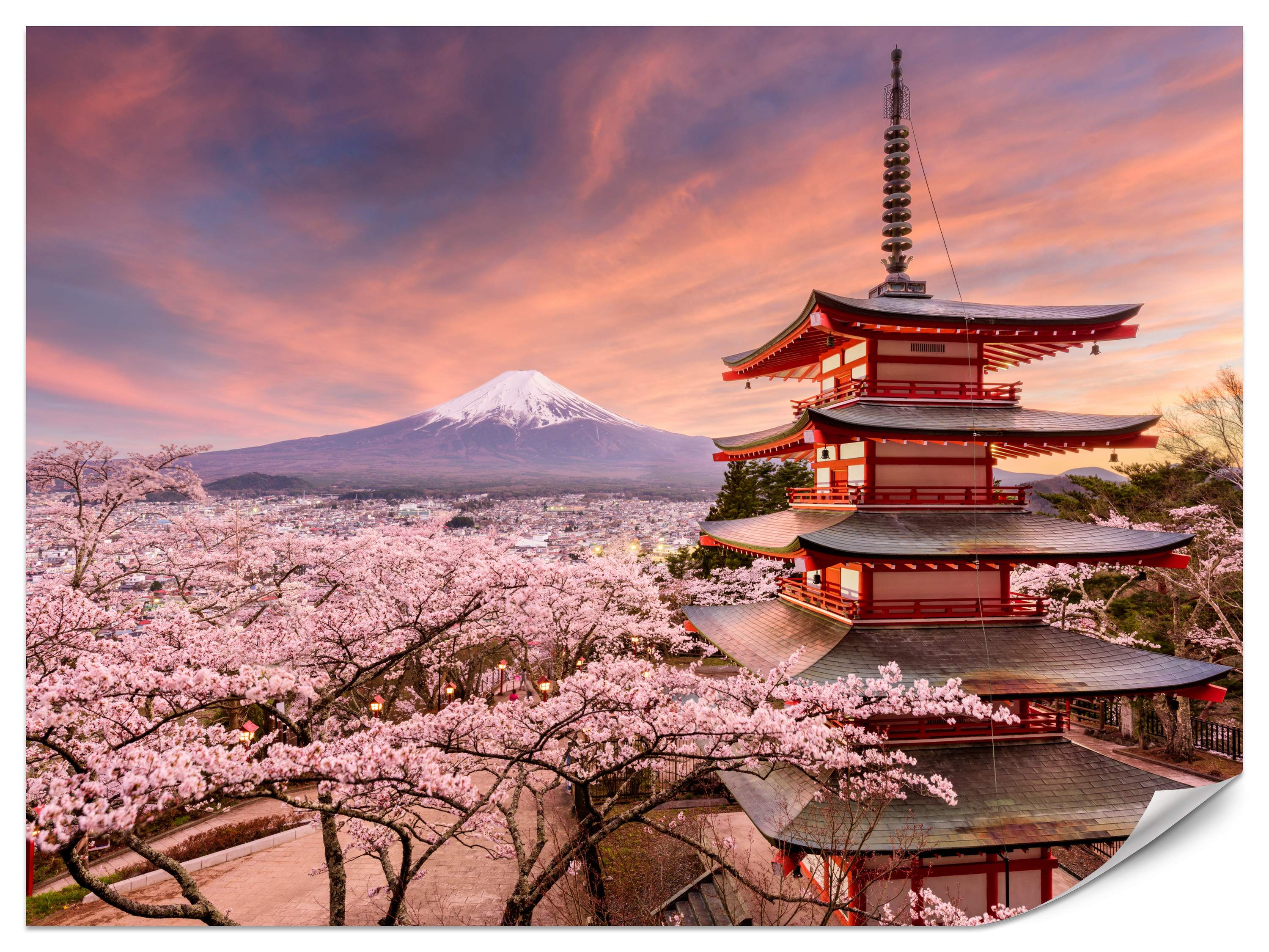 Fototapeta Pagoda na tle góry Fuji 100x70cm