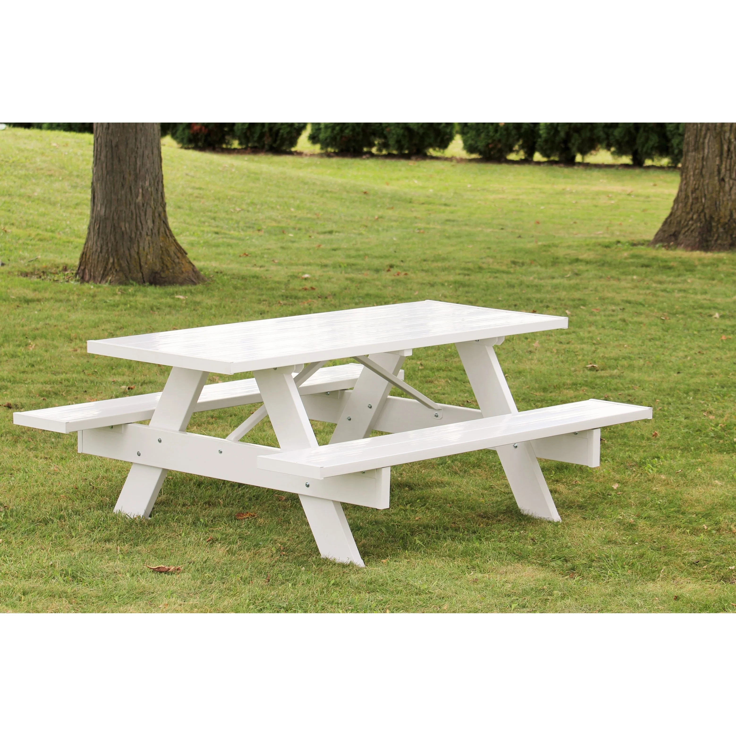 DuraTrel 6' White Vinyl Picnic Table - N/A