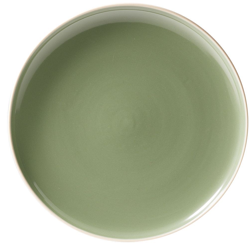 Assiette à dessert faïence vert bord liseré crème Ø20cm