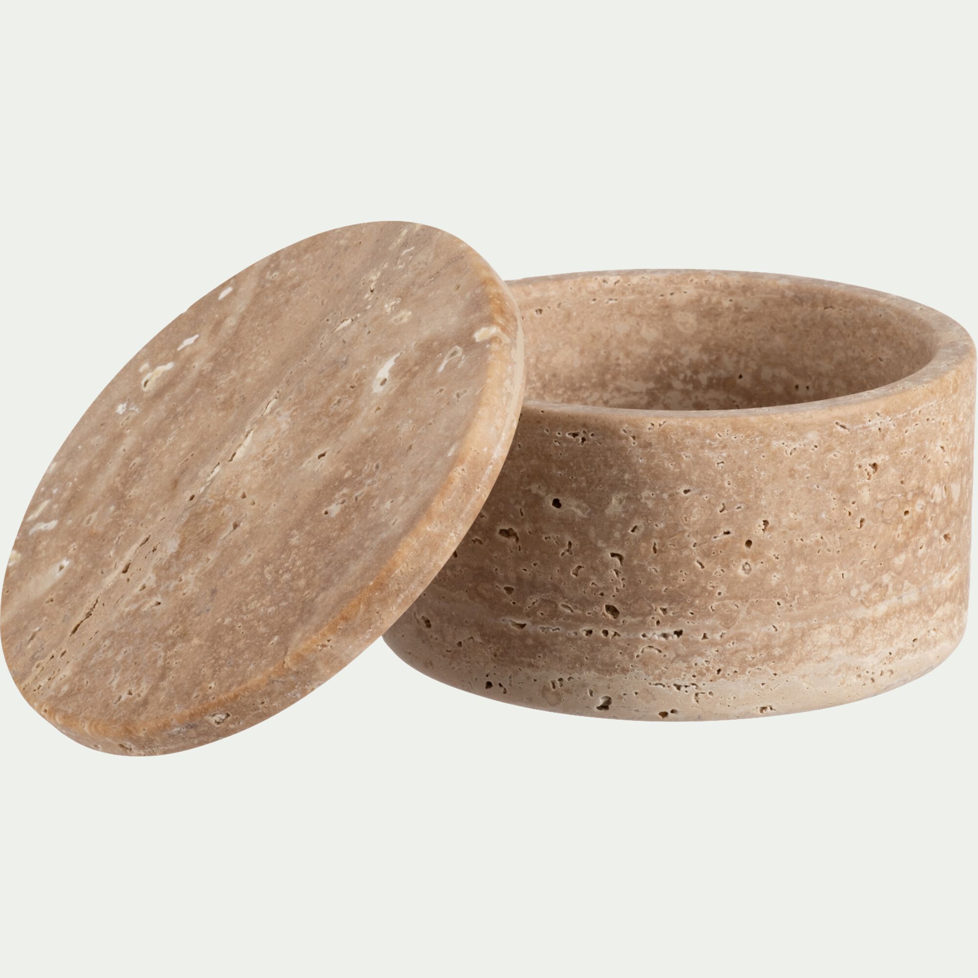 GOURNAY - Boîte déco en travertin D11cm - naturel