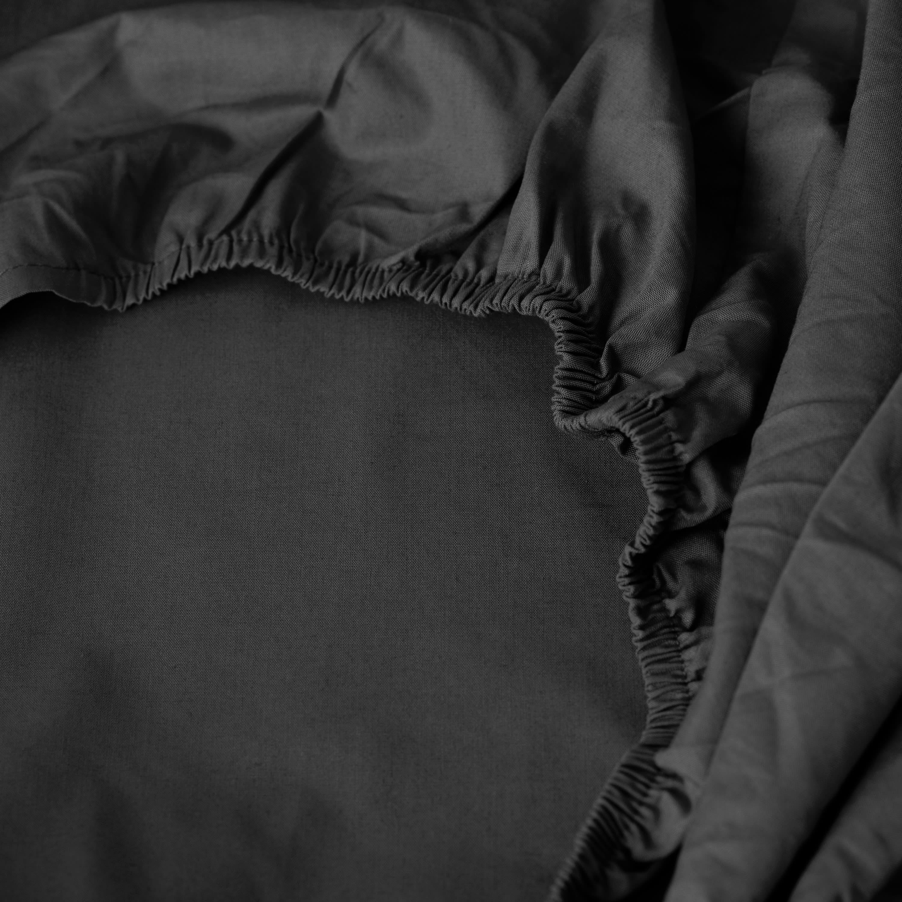 NEO - Drap housse percale de coton uni gris 180 x 200 cm