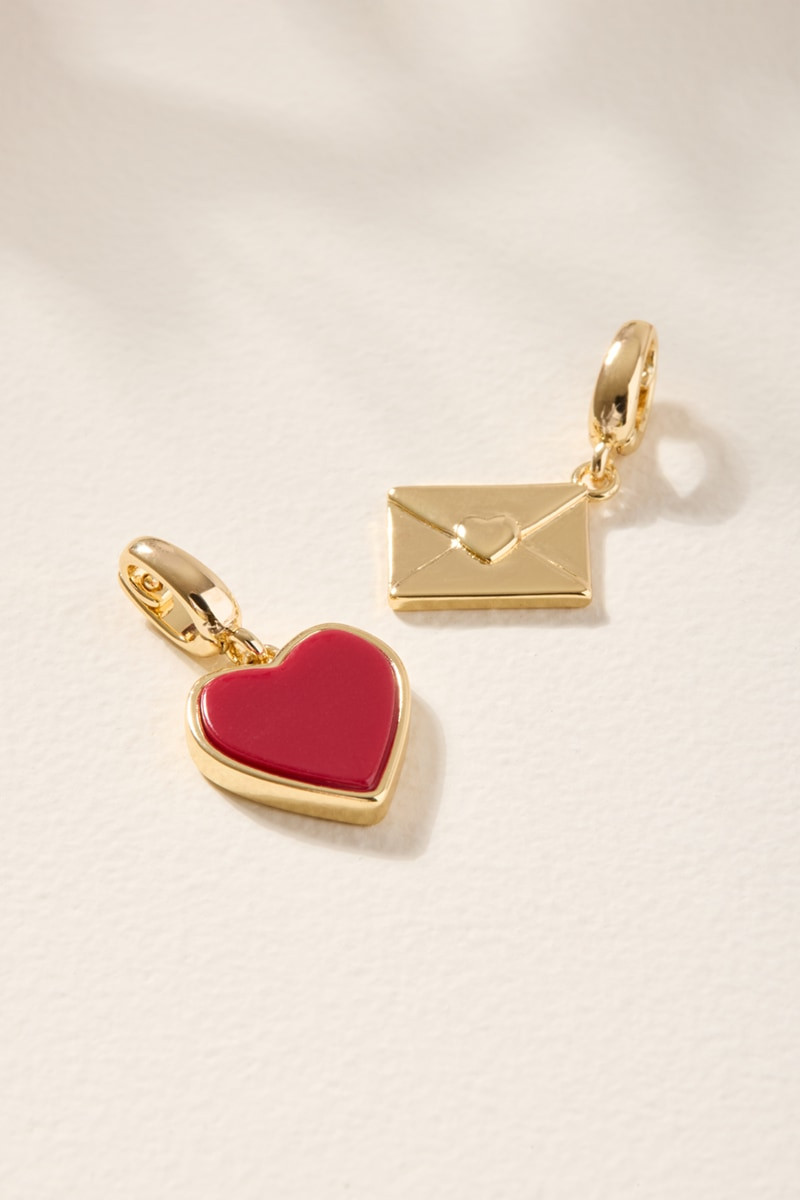 Heart and Letter Charm Set Gold
