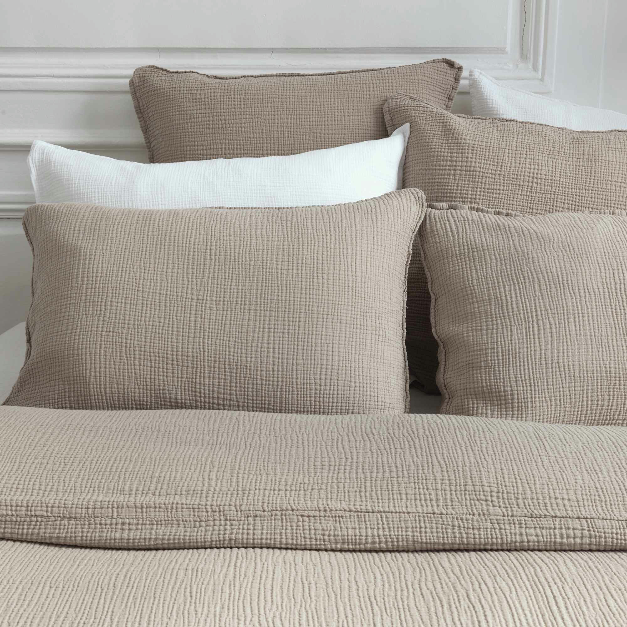 GAZE DE COTON - Drap housse gaze de coton grège 180X200X30 CM