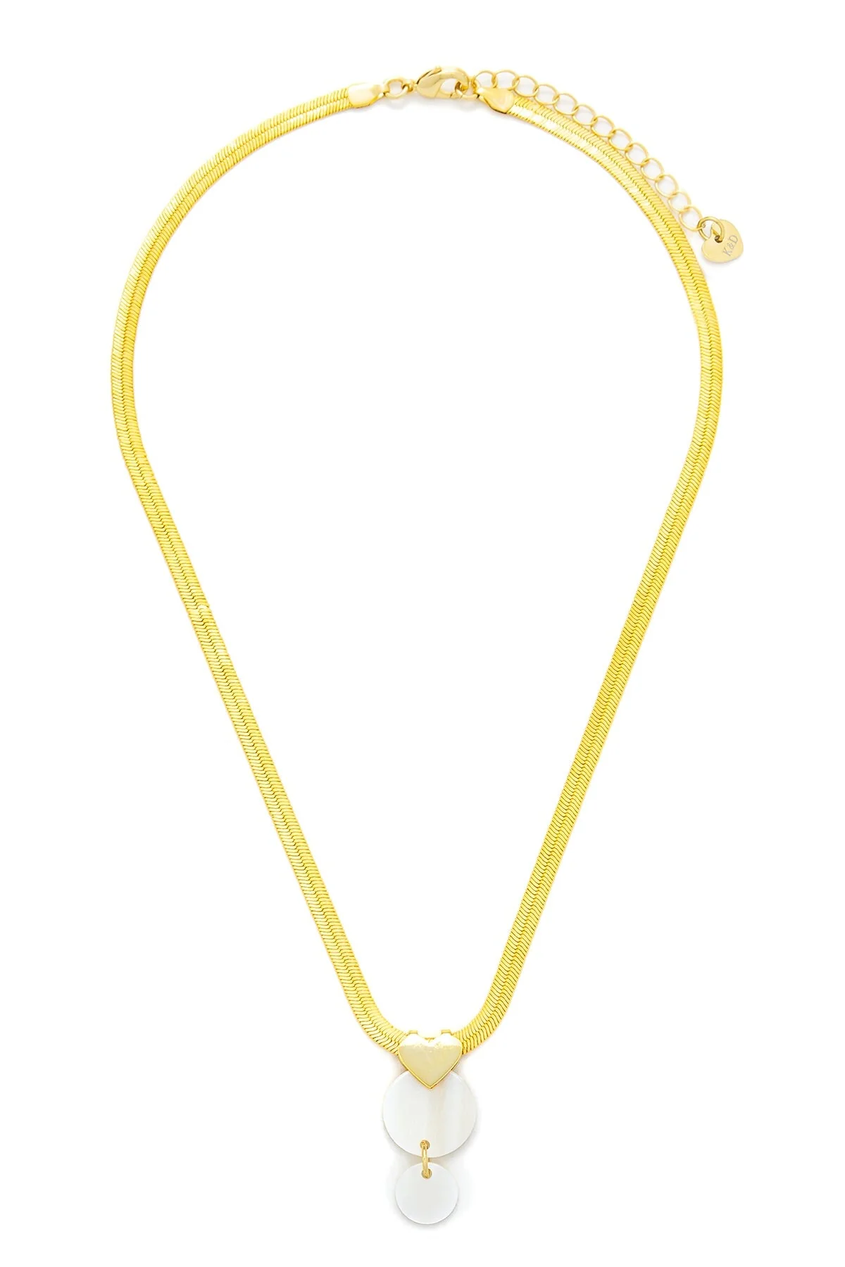 Gold Heart White Shell Necklace