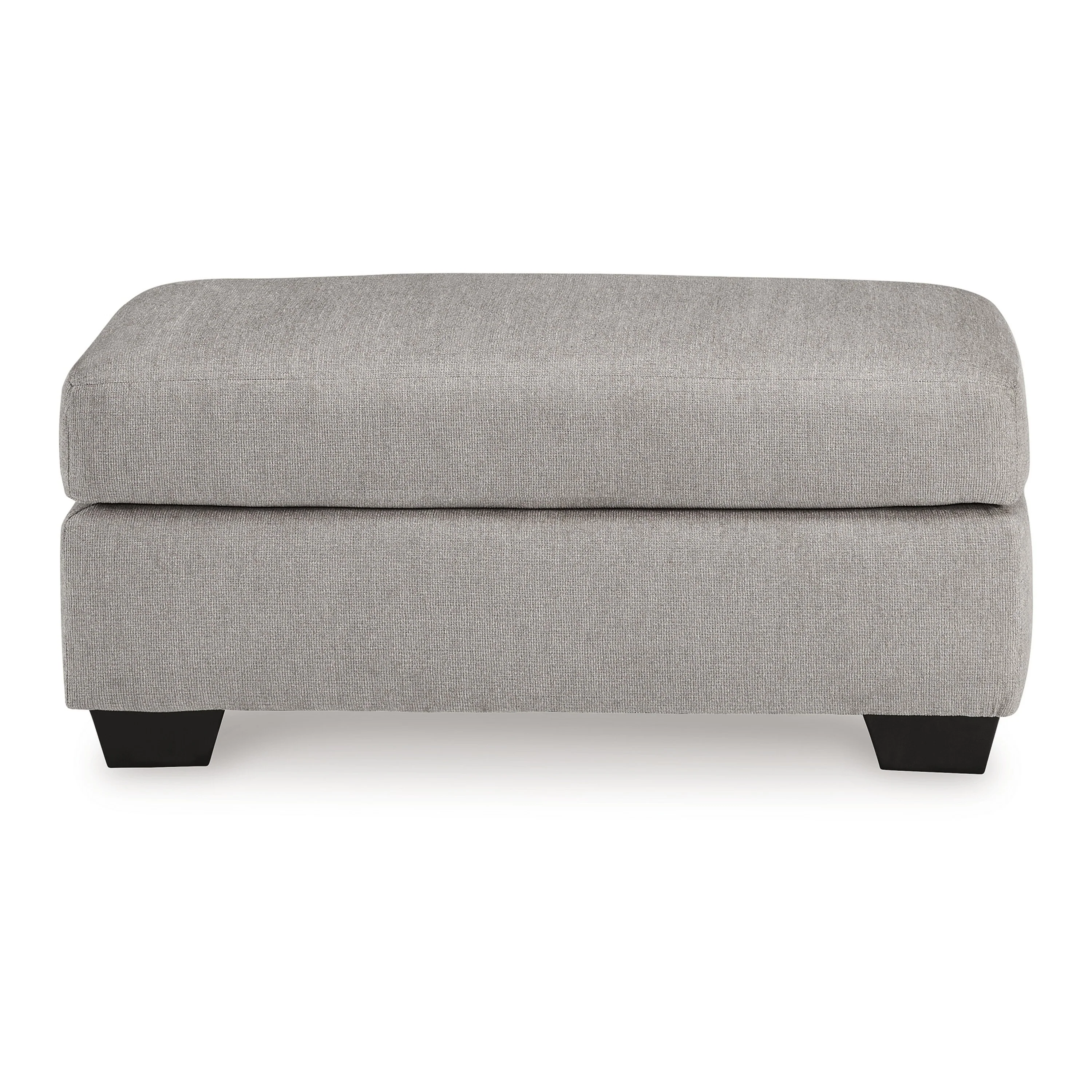 Delaney Ottoman, Flannel Gray Polyester, Soft Cushioned Top, 44 Inch