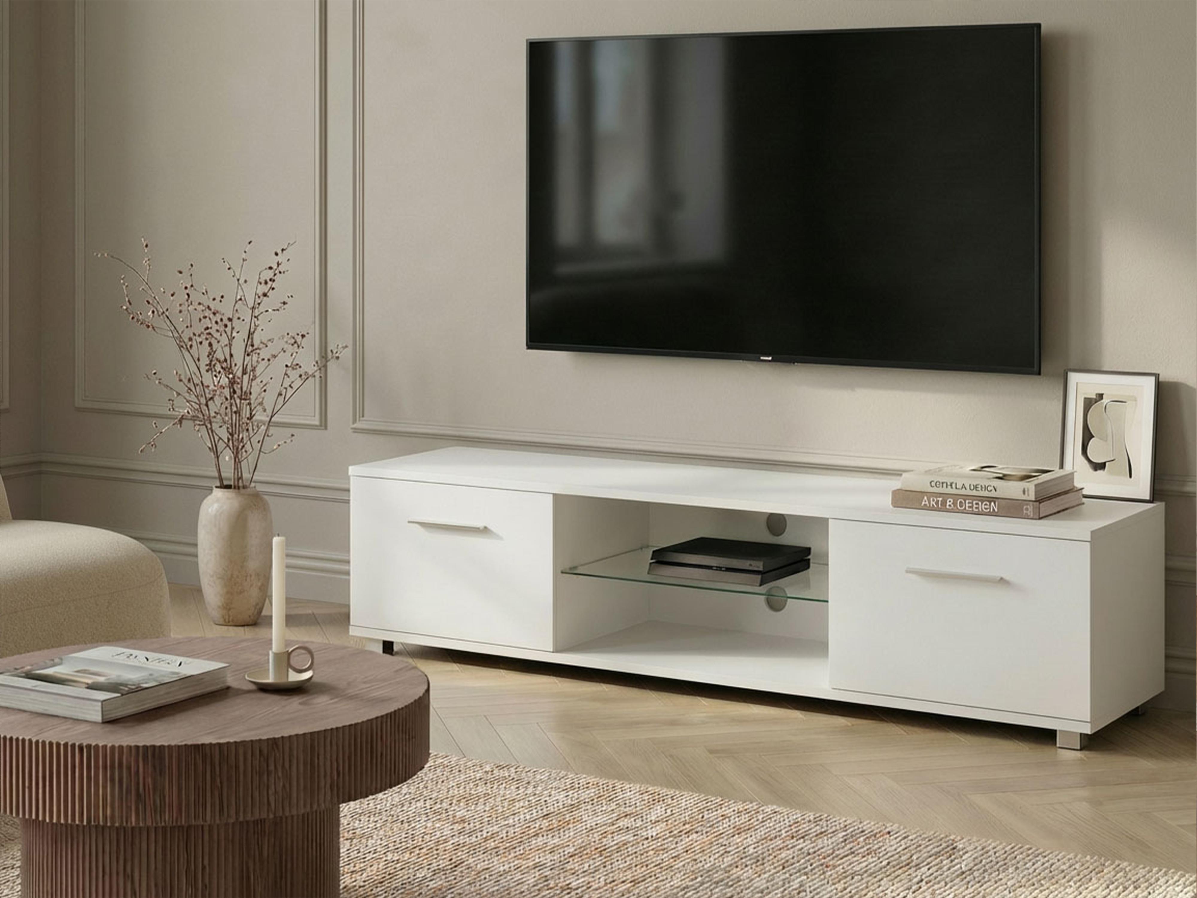 TV Stand with LED BANFF White