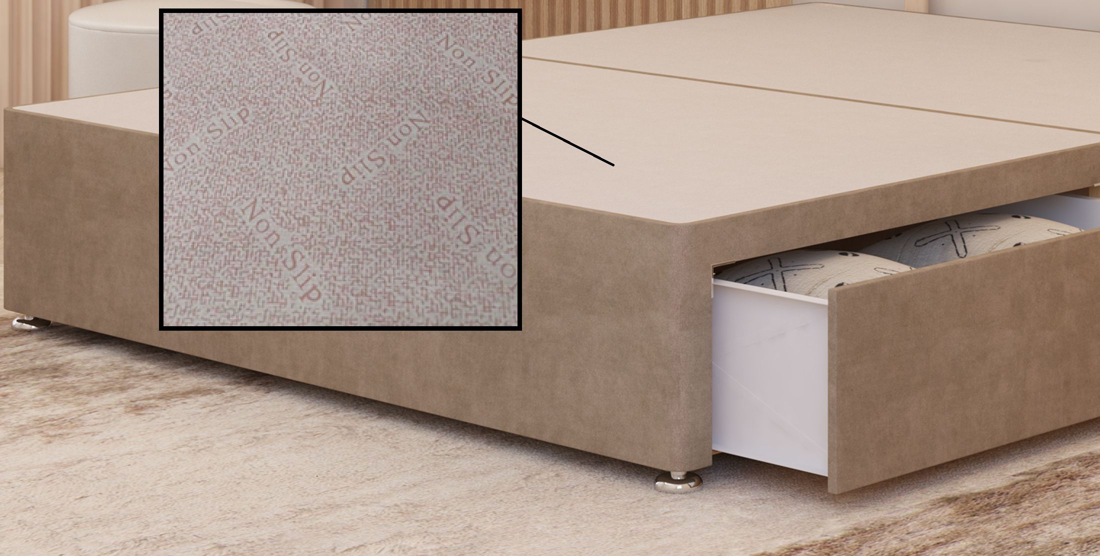 Somnior Chambery 2 Draw Divan Bed Frame with Headboard Plush Velvet