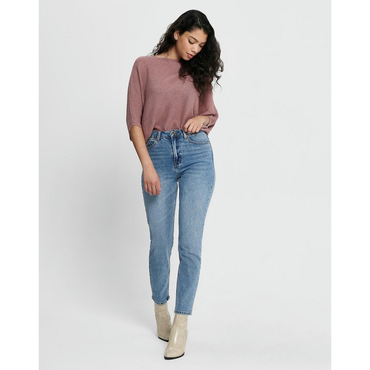 Jean Boyfit taille haute, coupe 7/8 ème