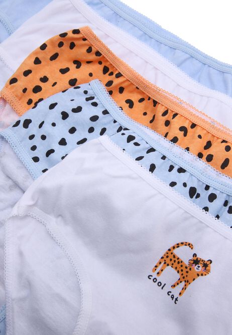 Younger Girls 5pk Orange Cat Briefs