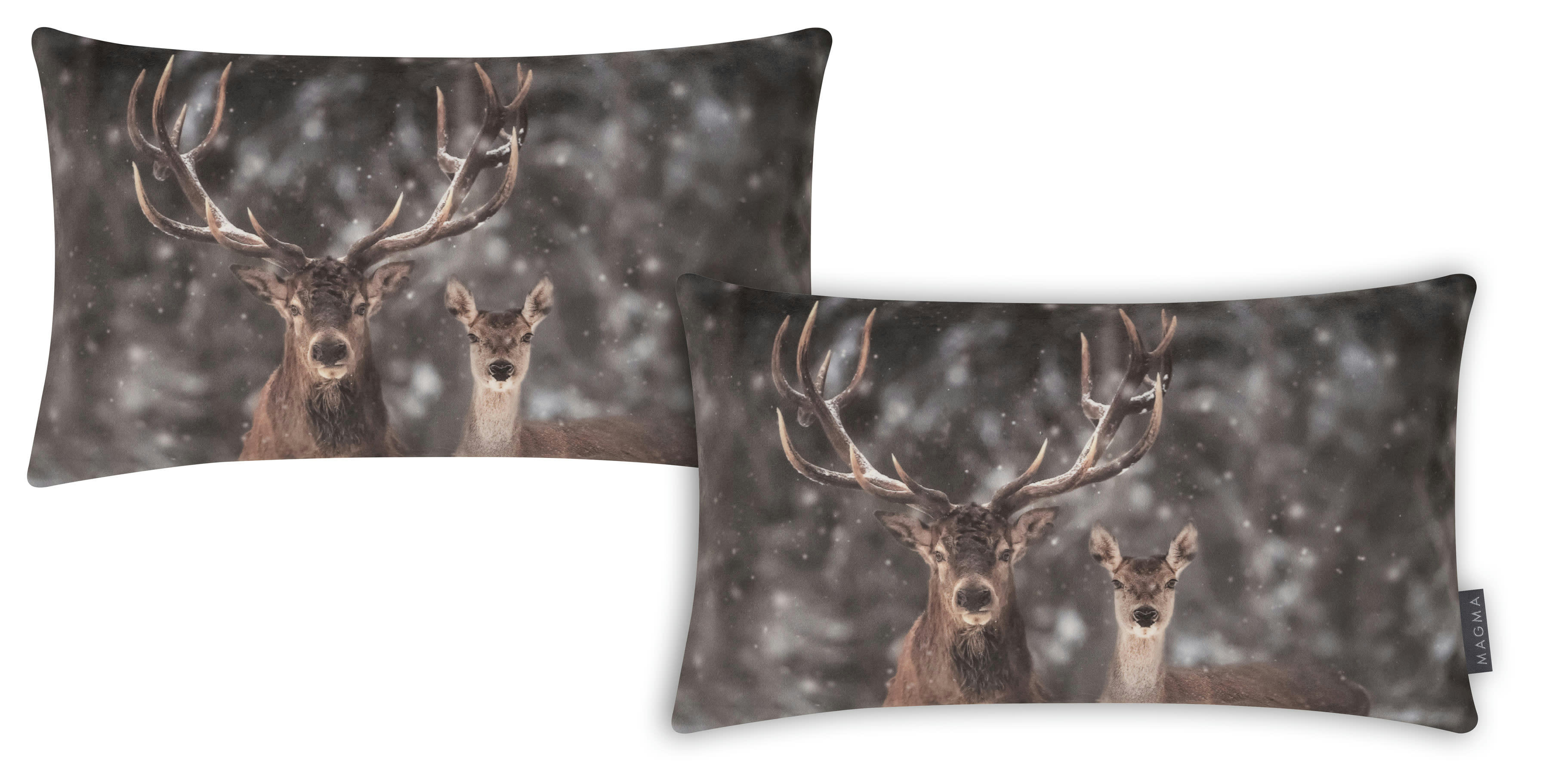 INTO THE WILD - Housses de coussin cerf, polyester, verso peluche  - Lot de 2 - 30x50