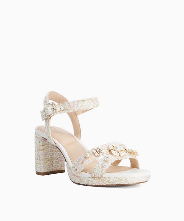 Manifests Multi - Floral Embellished Boucle Platform Sandals