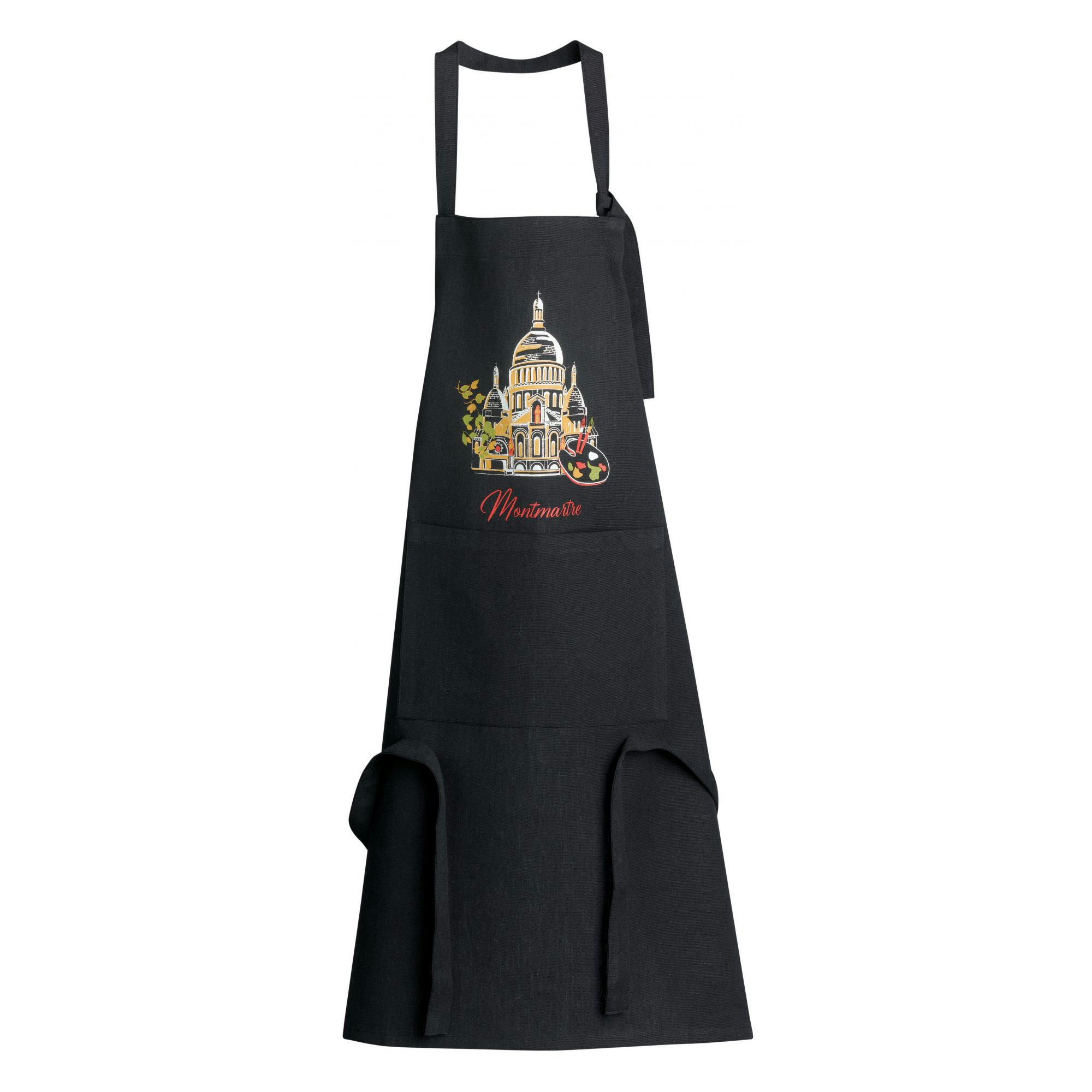 PARIS - Tablier de cuisine recyclé montmartre avec poche noir 85 x 72