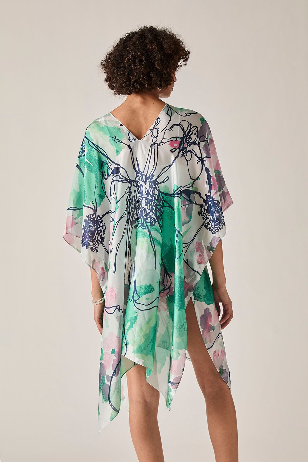 James Lakeland Green Floral Sketch Kaftan