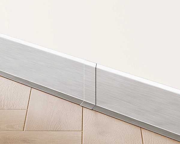Joint FI en acier inoxydable pour plinthe Argent satiné - 60mm x 30mm x 12mm