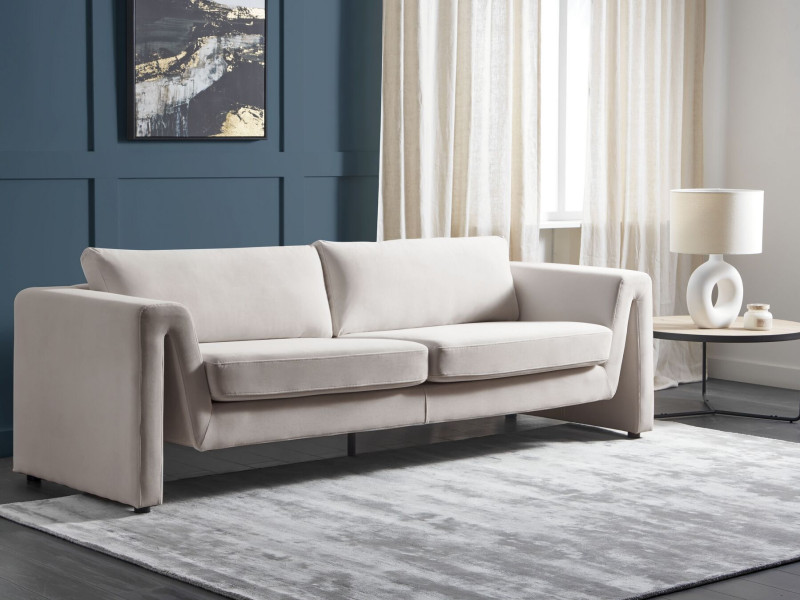 Sofa welurowa trzyosobowa jasnobeżowa