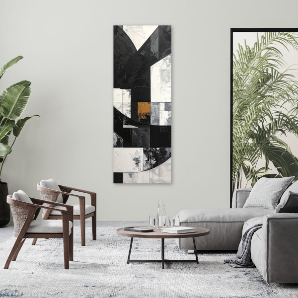 Obraz do salonu biura loftu, Geometryczne formy abstrakcja czarno 30x90
