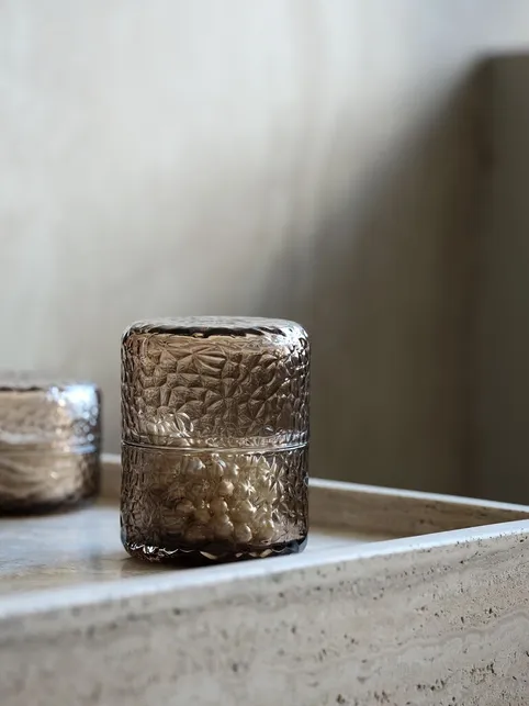Opbevaringskrukke GENEVAD Ø8xH10cm glas brun