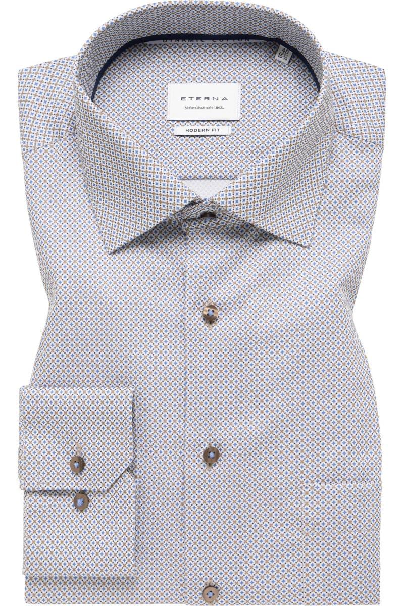 ETERNA Dynamic Cotton Modern Fit Hemd blau, Bedruckt