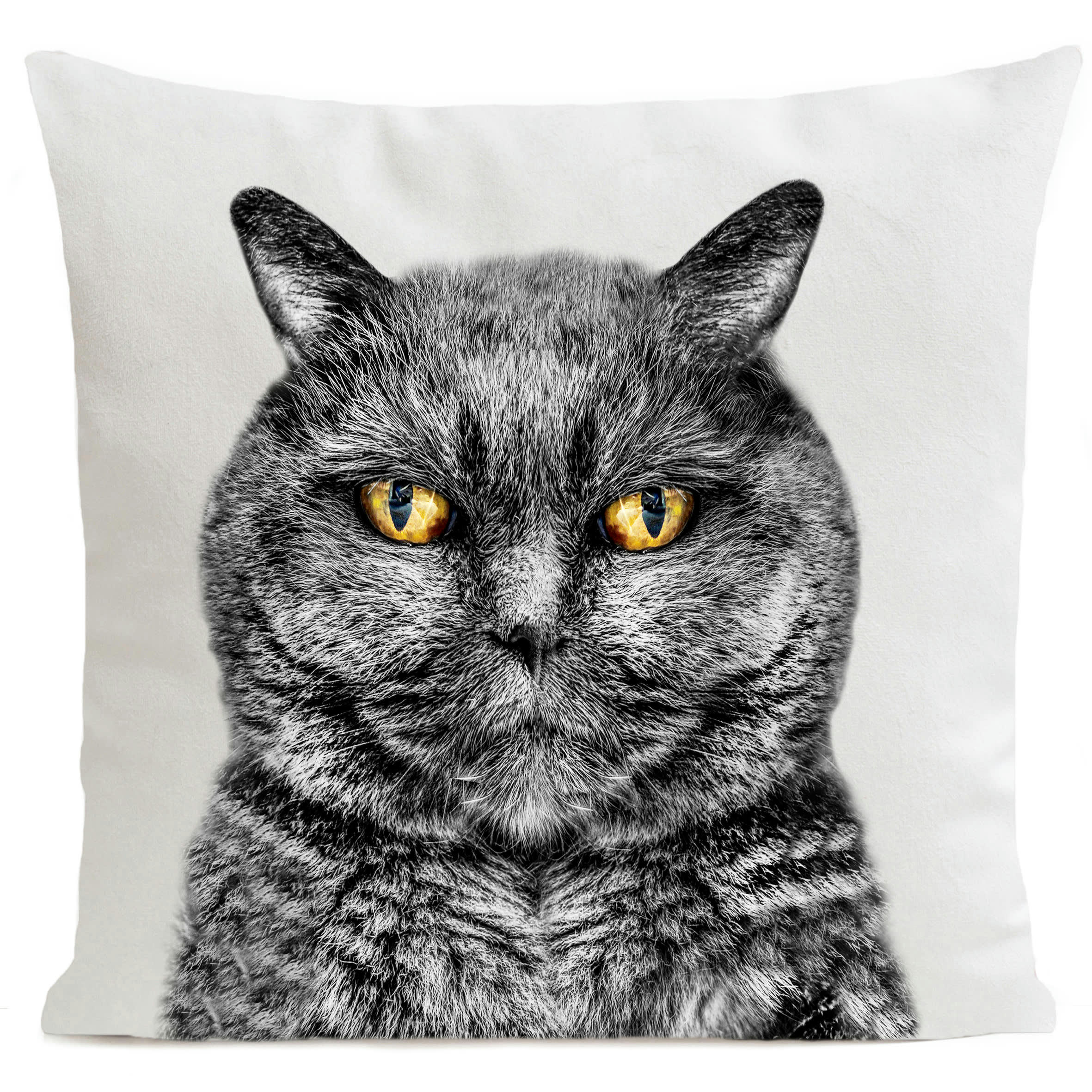 - Coussin chat suédine blanc 40x40cm
