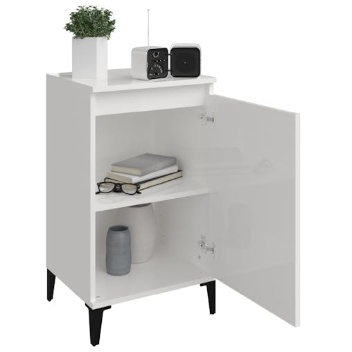 NNEVL Bedside Cabinet High Gloss White 40x35x70 cm Engineered Wood