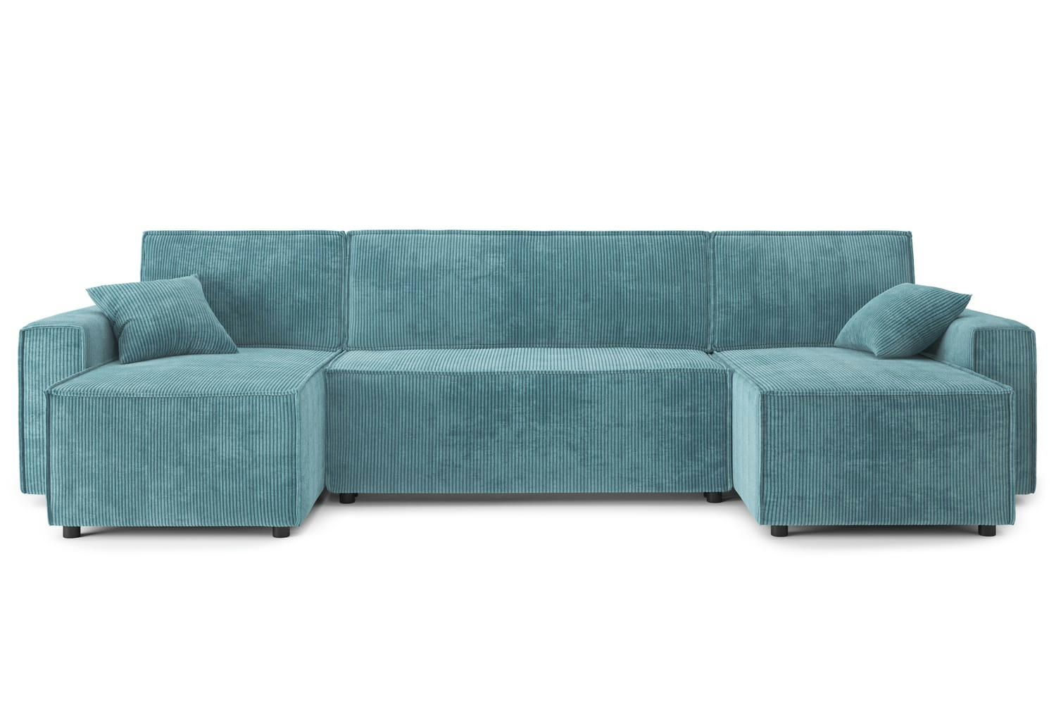 MIRA - Canapé panoramique convertible en velours côtelé 6 places bleu