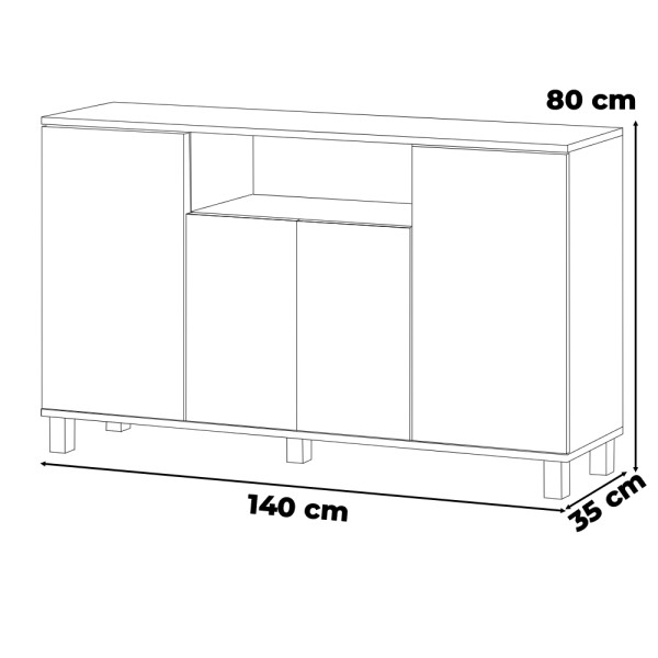 Komoda loft 140cm bruno szafka rtv drewniana wotan czarny