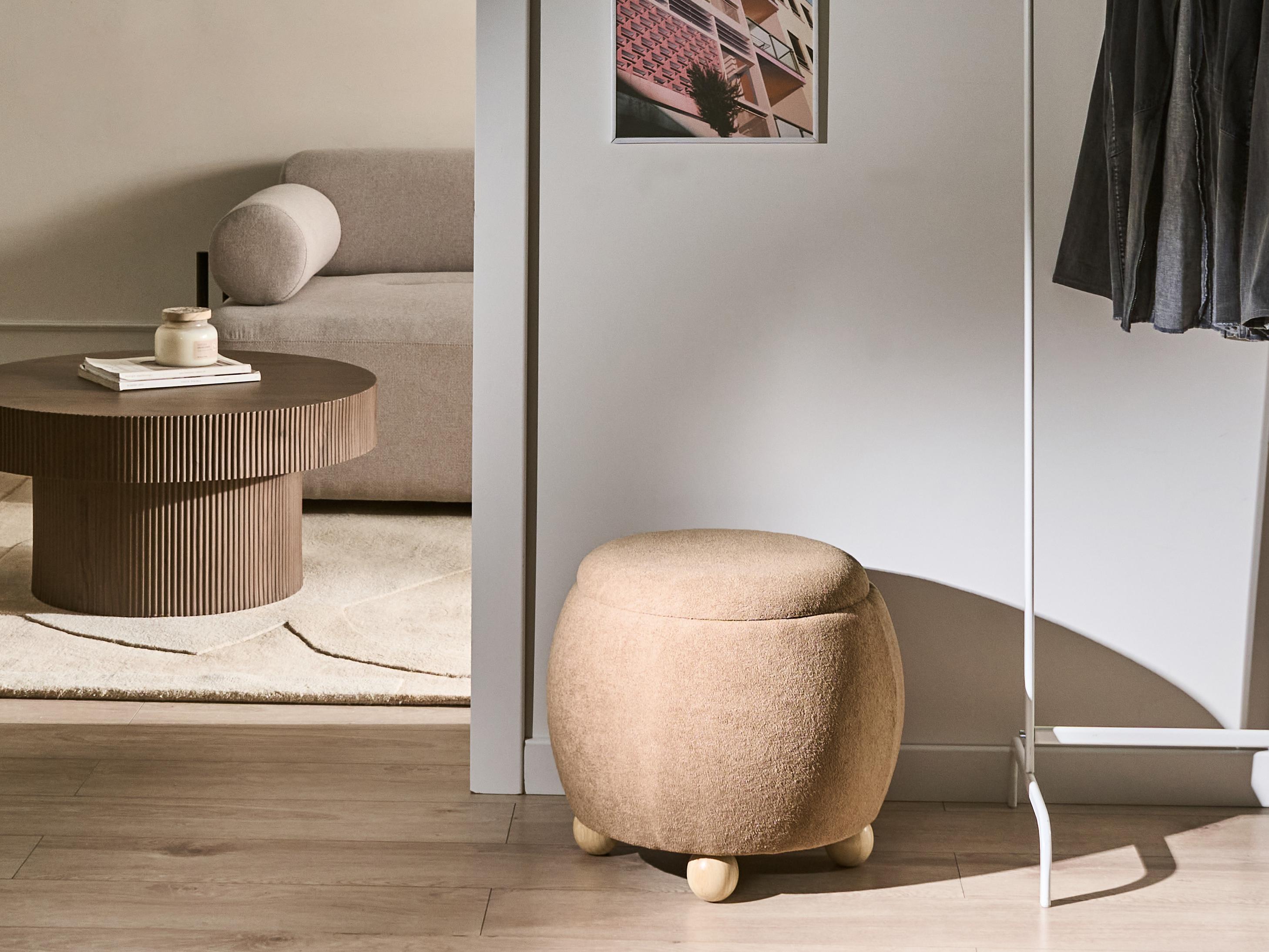 Storage Pouffe ANNABELLA Boucle Light Brown