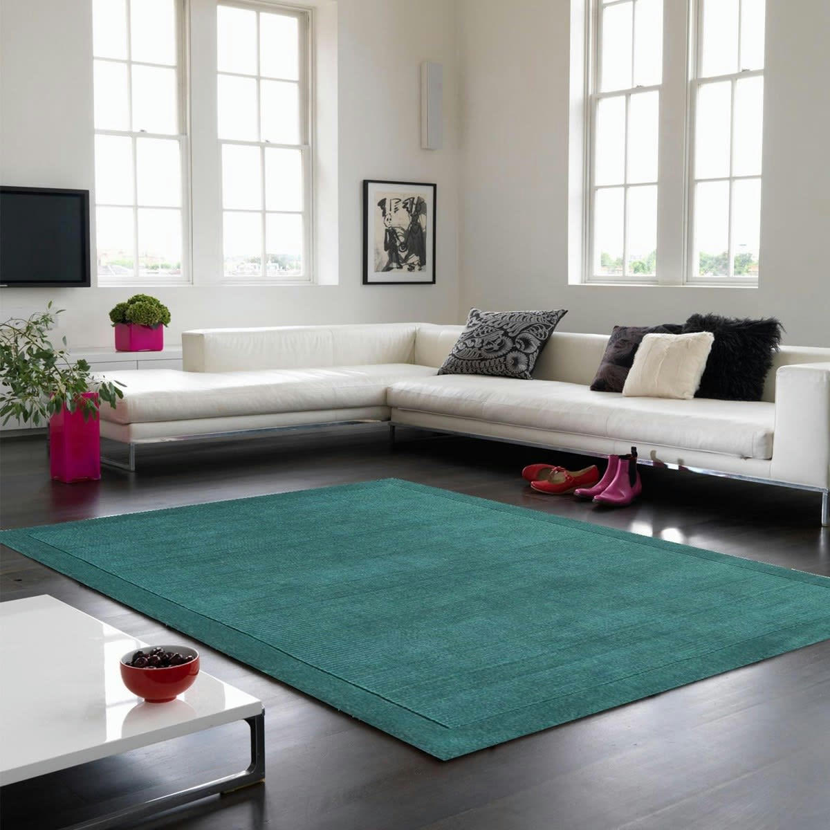 CANDY - Tapis tufté main en Laine Bleu lagon 160x230 cm