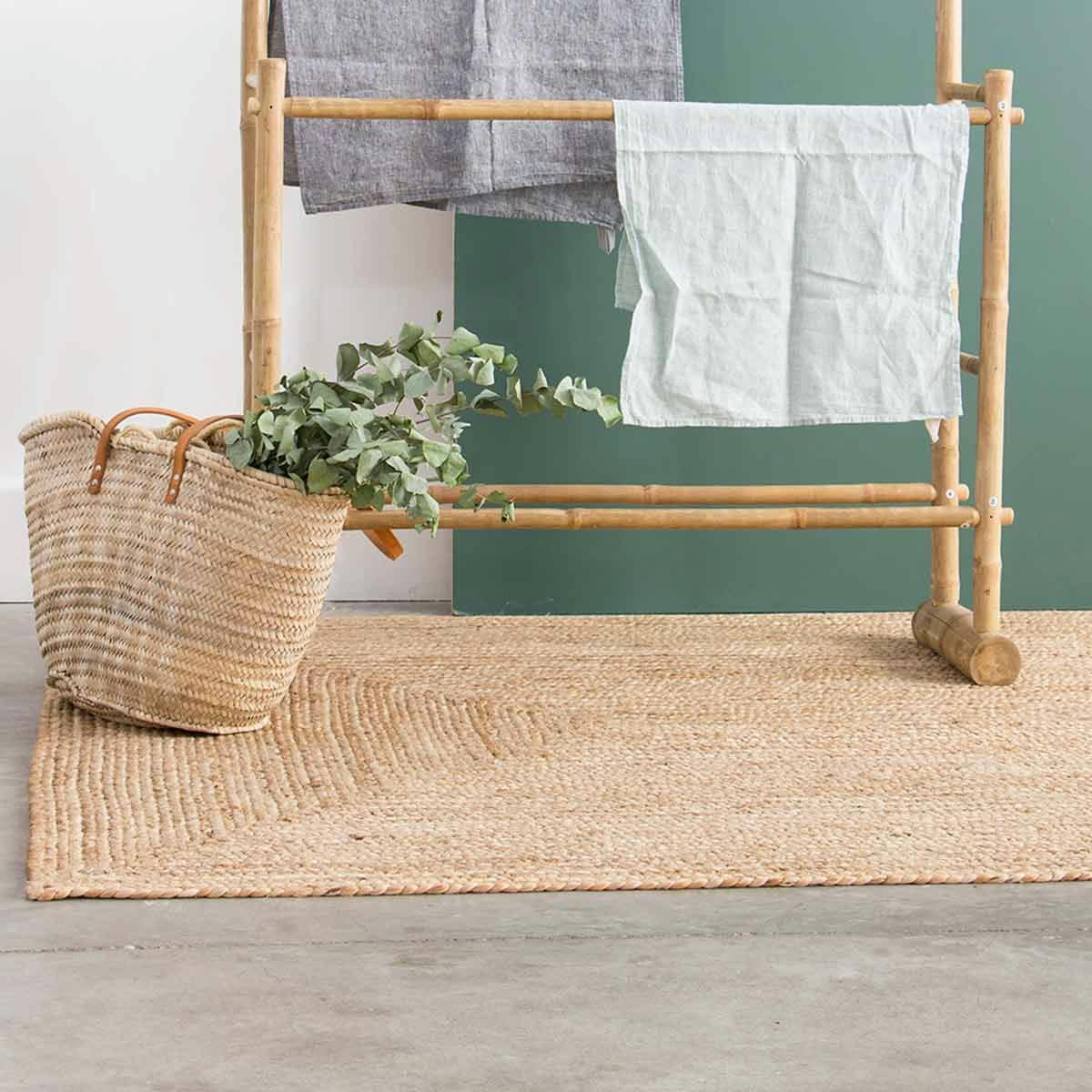 MOKA - Tapis rectangulaire en jute naturel tissé main 140 x 200 cm
