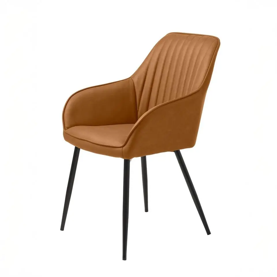 Eetkamerstoel Bruin PU Leer - Nolan Stripe - Set van 2