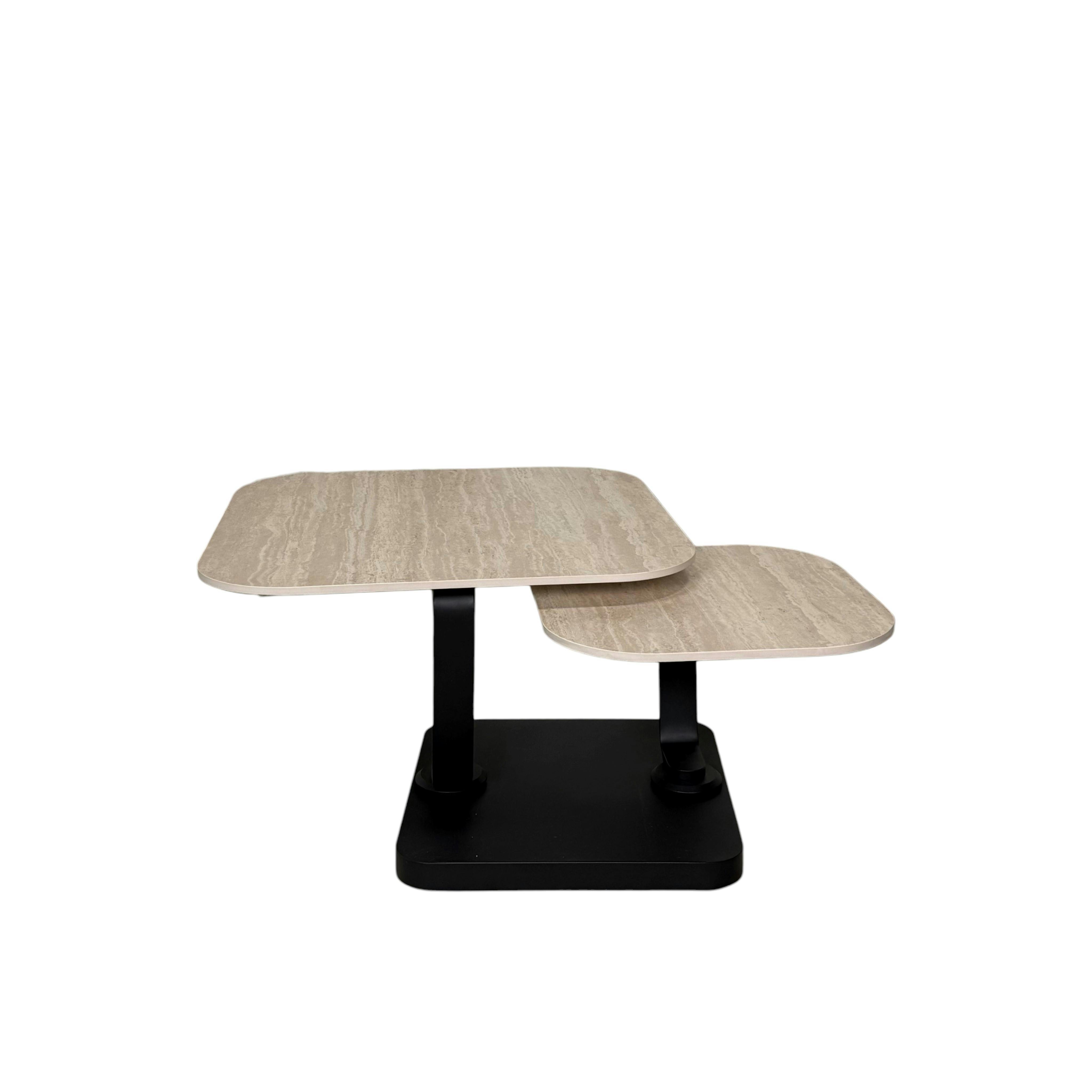 Table basse céramique travertin plateaux déployants LOMBARDIE