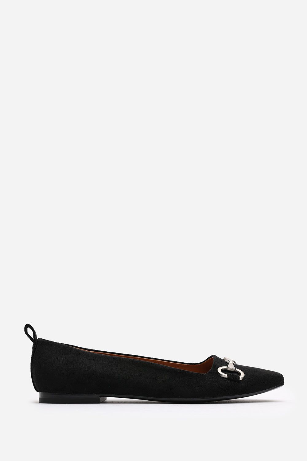 Where's That From Lauren' Wide Fit Suede Ballet Flats With Front Buckle Detail