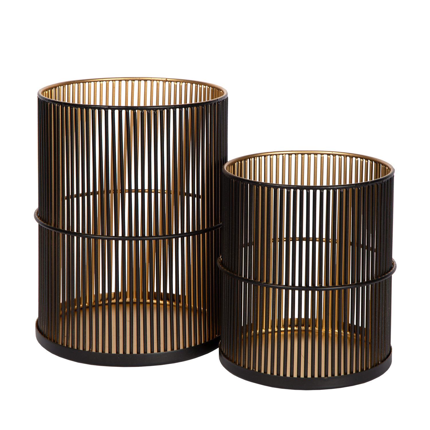 Atmooz Set van 2 Kandelaren Jidi - Zwart Goud - Ø13 15 cm