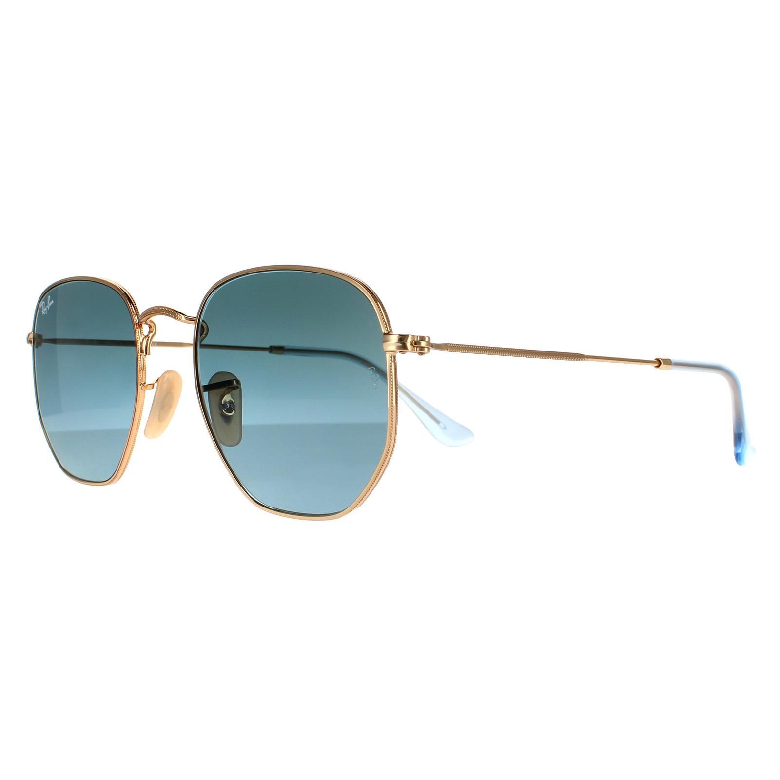 Ray-Ban Square Gold Blue Grey Gradient Sunglasses