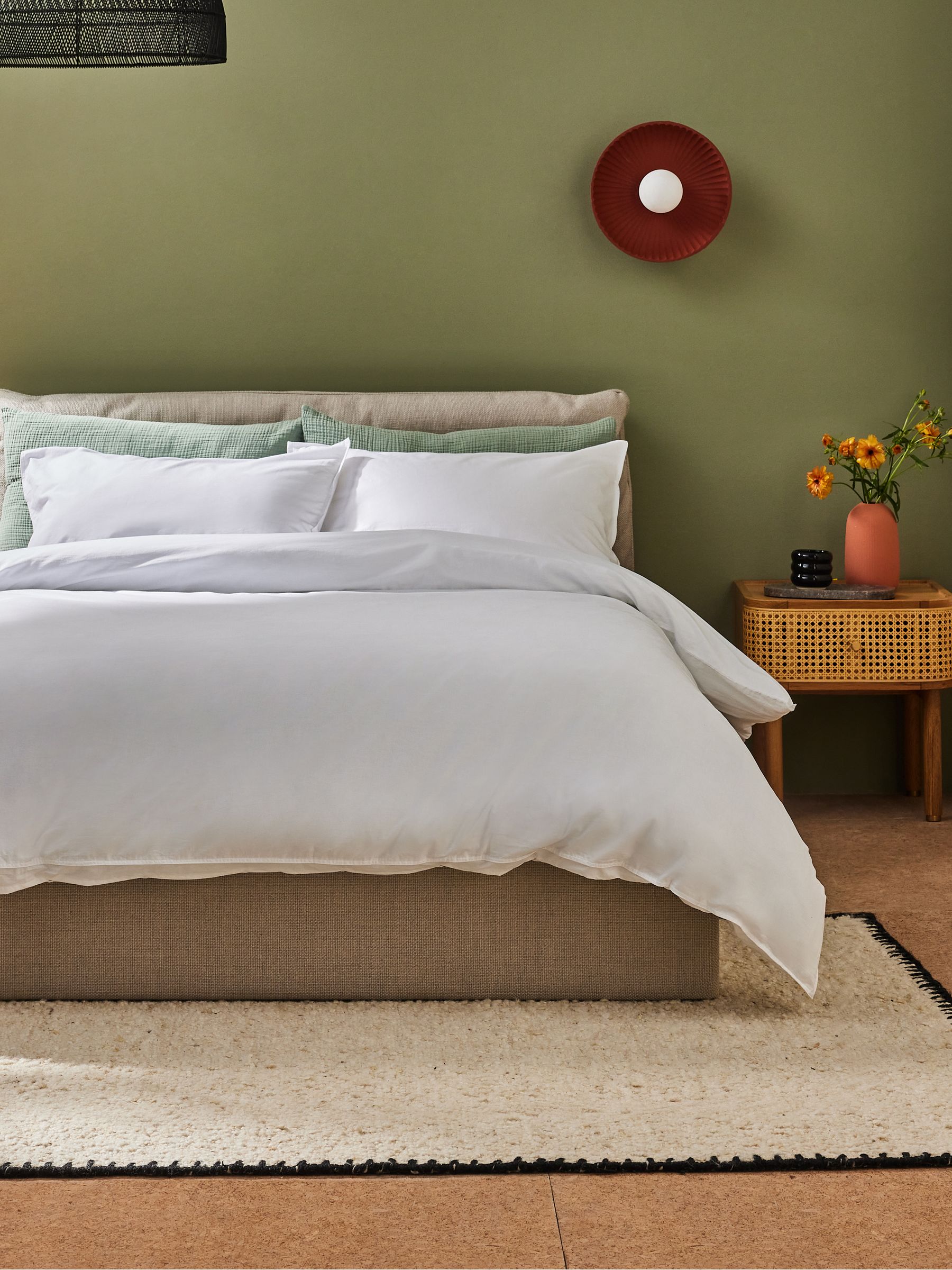 Cosy Washed Cotton Duvet Cover and Pillowcase Set in White