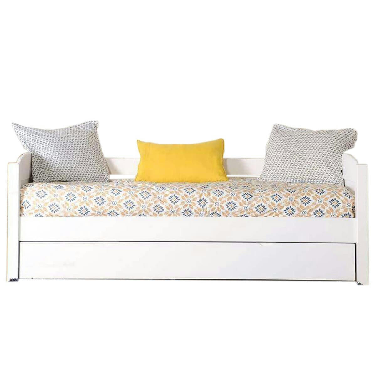 ORION - Lit gigogne banquette 80x200 cm bois massif blanc