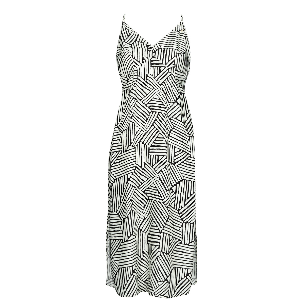 Superdry - VINTAGE MIDI HALTER SLIP DRESS - Black / White