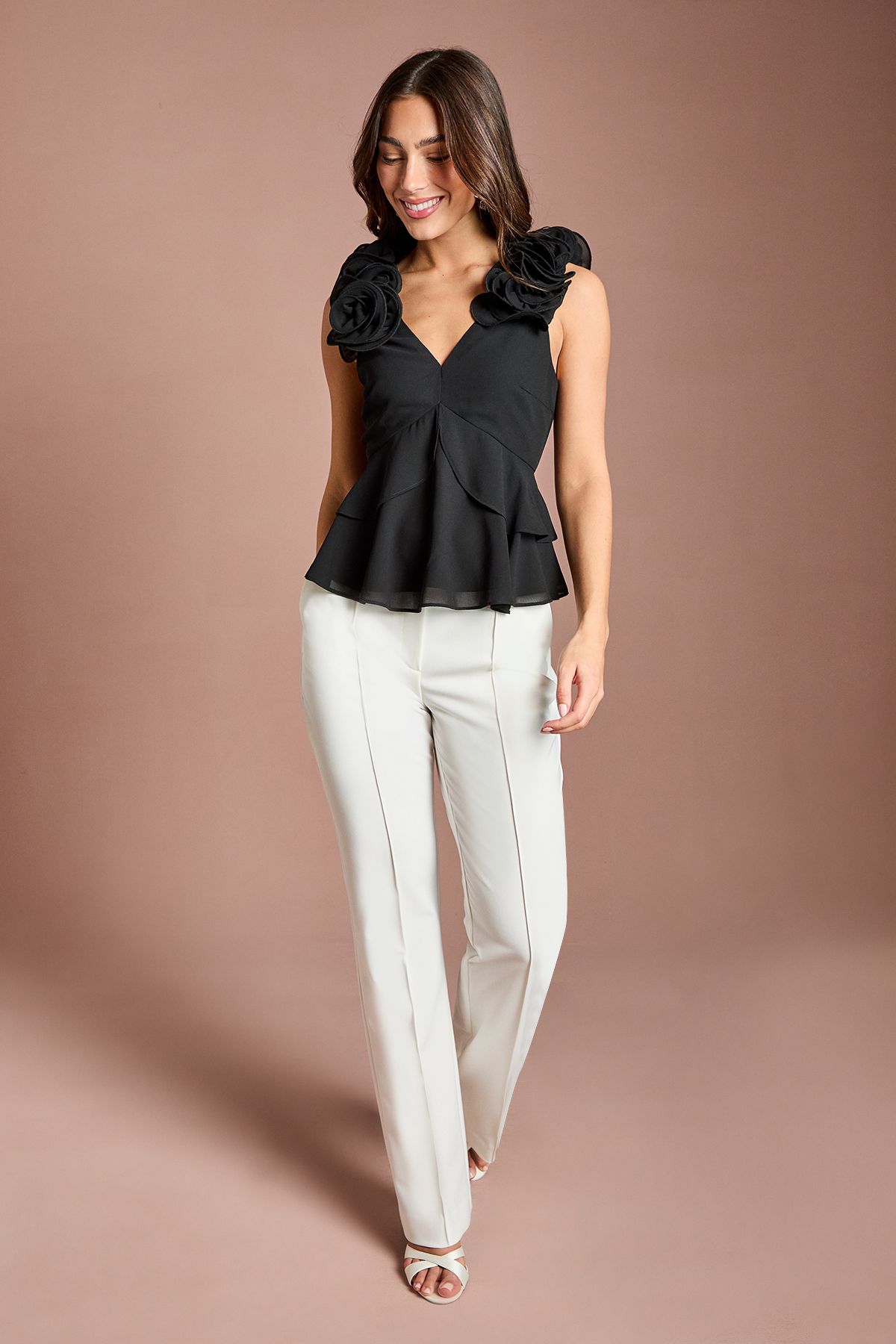 Coast 3D Floral Strap Chiffon Top