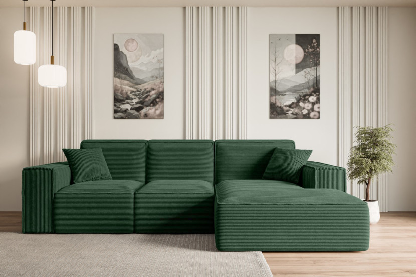 Narożnik prawostronny bez funkcji spania SERRA-L - 266x169x80 cm Zielony