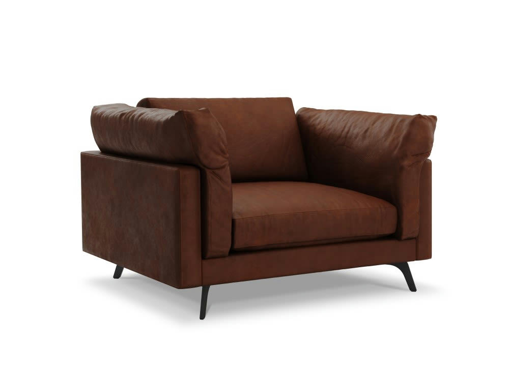 CAMILLE - Fauteuil 1 place XL en cuir cognac