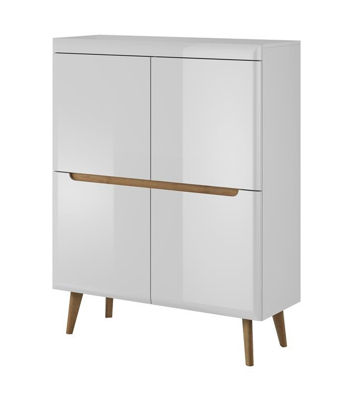 Komoda do salonu wysokie nogi NODIS 107 cm Biały Połysk