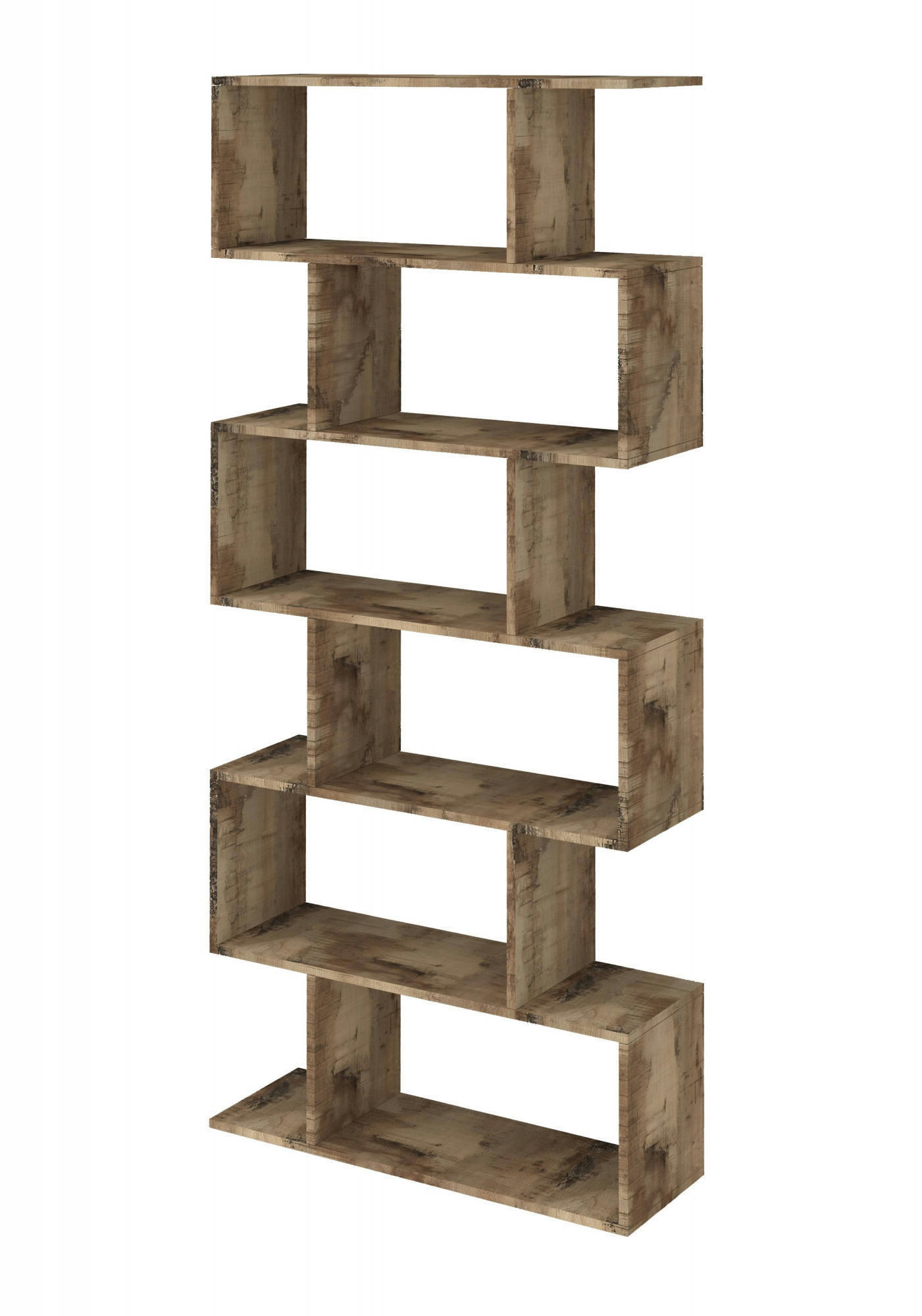 DGIOVAN - Bibliothèque avec 6 étagères effet bois érable 80x25h192 cm