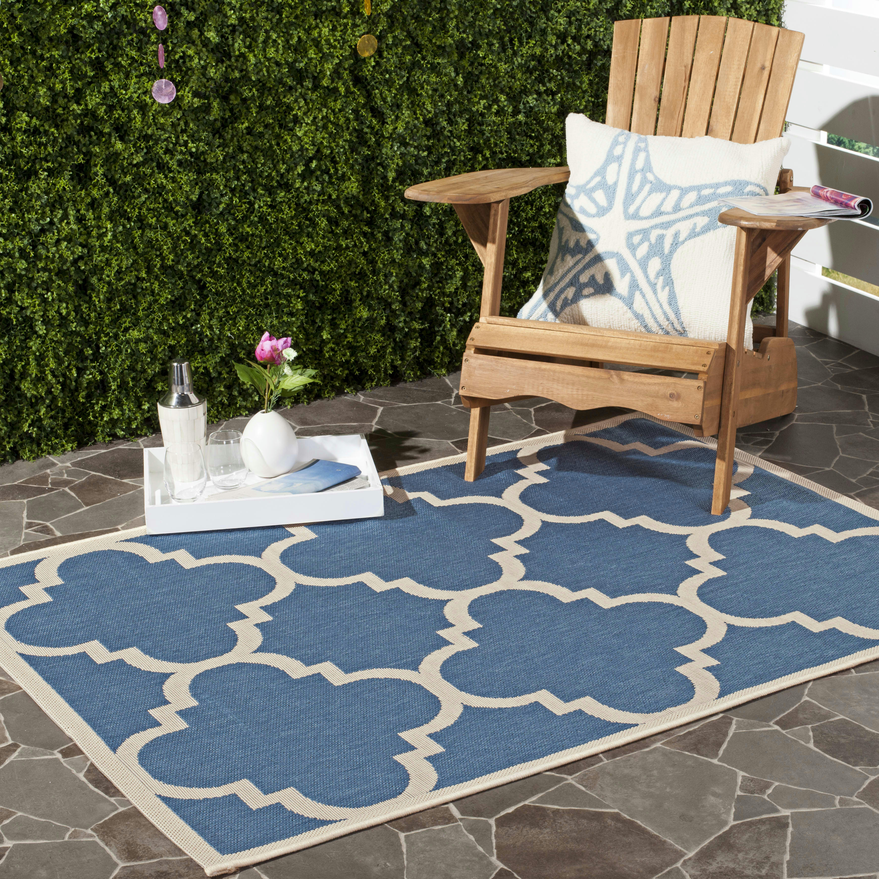 COURTYARD - Tapis interieur & exterieur en bleu & beige, 160 x 231 cm